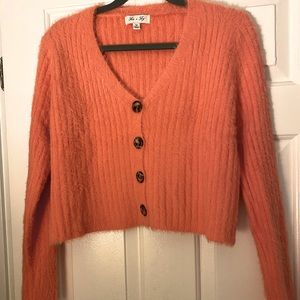 Coral She + Sky button down cardigan crop sweater